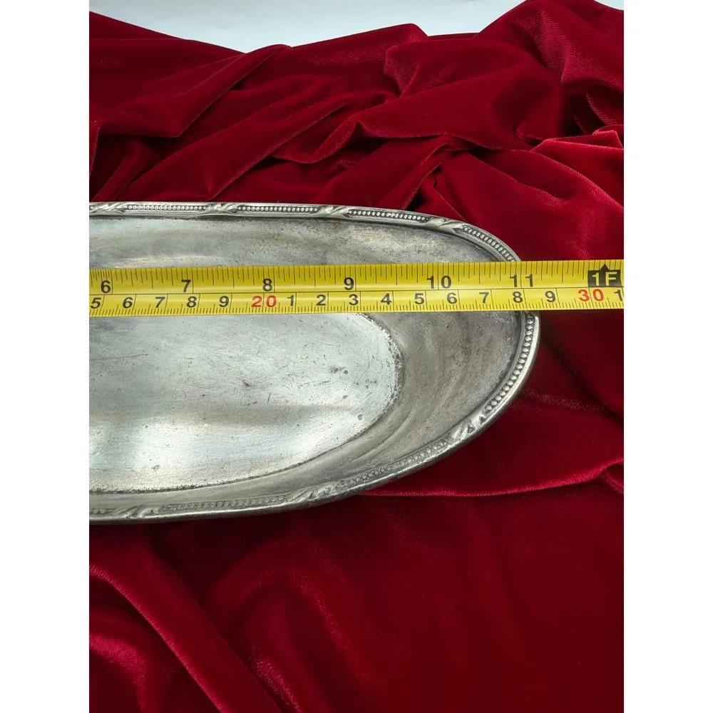 Vintage Hotel du Pont Silver Serving Tray GM Co Oval Beaded Bread Dish 03699